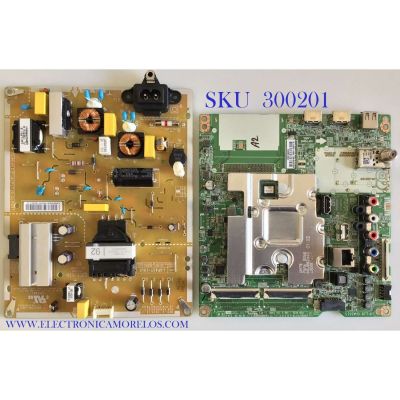 KIT DE TARJETAS PARA TV LG / MAIN EBU65202206 / EAX68253604(1.0) / FUENTE EAY65170101 / EAX68304101(1.7) / PANEL NC430DQG-ABHX3 / MODELO 43UM7300AUE.BUSFLJM
